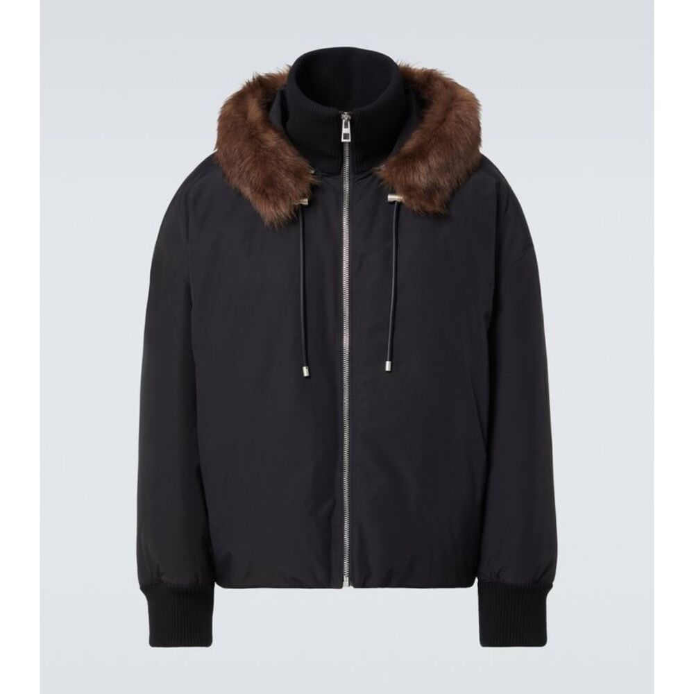 Loewe Men Shearling-Trimmed Cotton-Blend Jacket